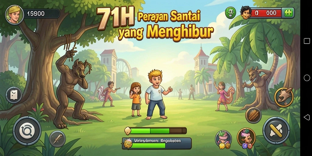 Tampilan gameplay 71H yang ceria dan menarik.
