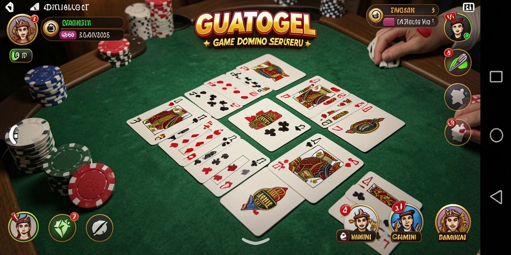 Screenshot gameplay GUATOGEL menampilkan suasana seru permainan Domino.