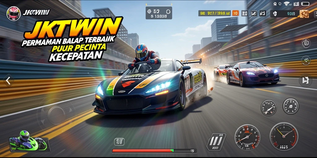 Tampilan gameplay menarik dari JKTWIN saat balapan.