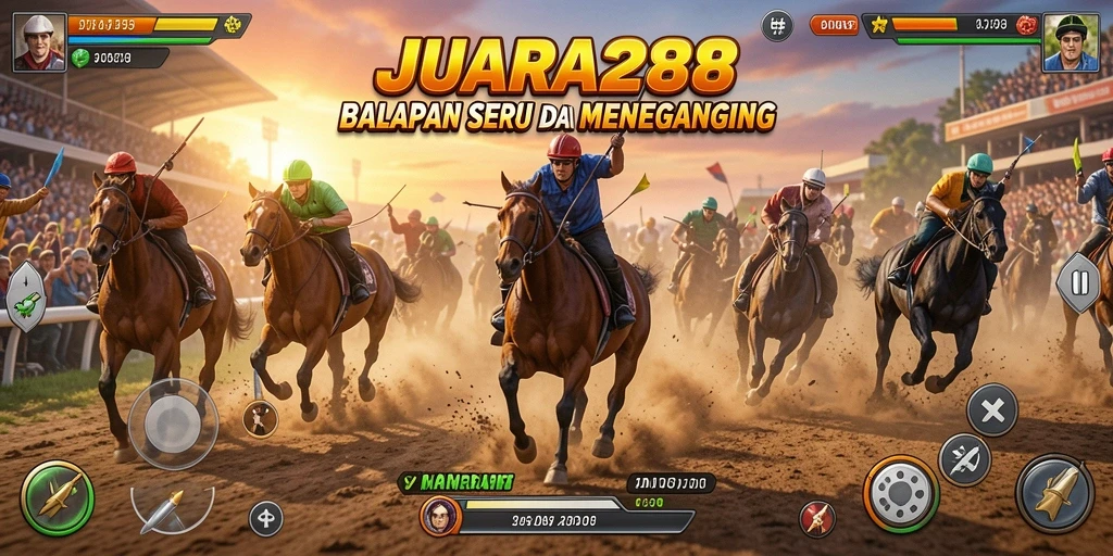 Tampilan gameplay JUARA288 yang menampilkan aksi balapan mendebarkan.