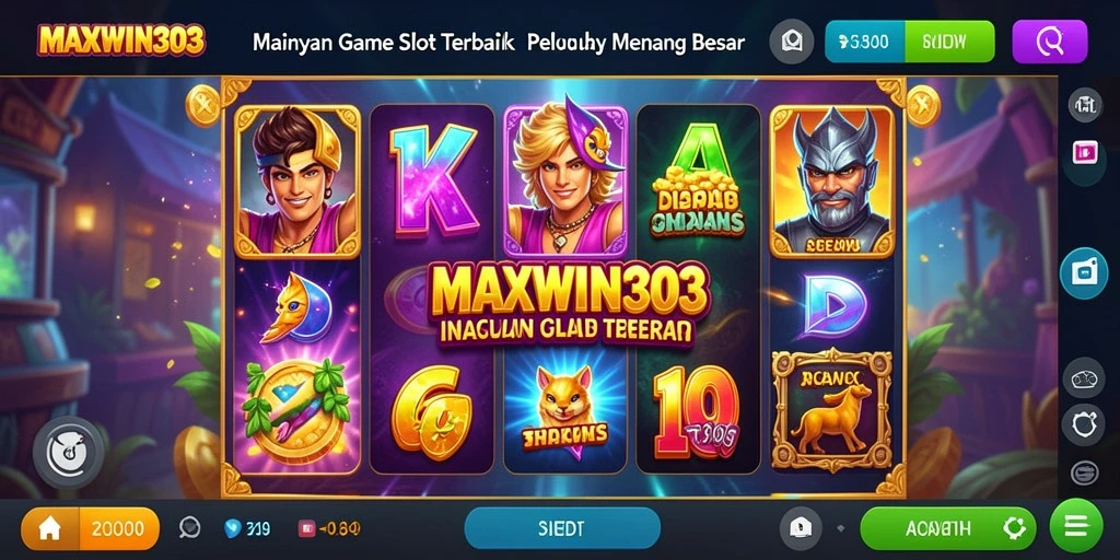 Tampilan gameplay menarik dari MAXWIN303 dengan mesin Slot yang penuh warna.