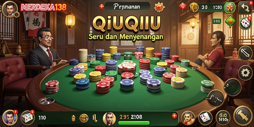 Screenshot utama MERDEKA138 menampilkan pengalaman bermain QiuQiu.