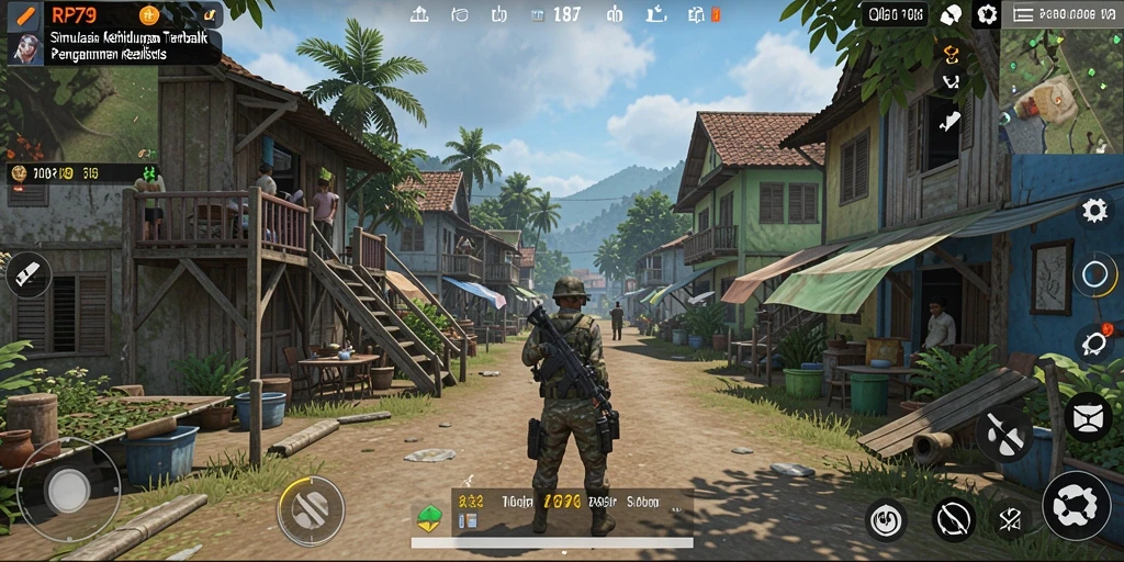 Screenshot utama RP79 menampilkan gameplay simulasi kehidupan yang mendetail.