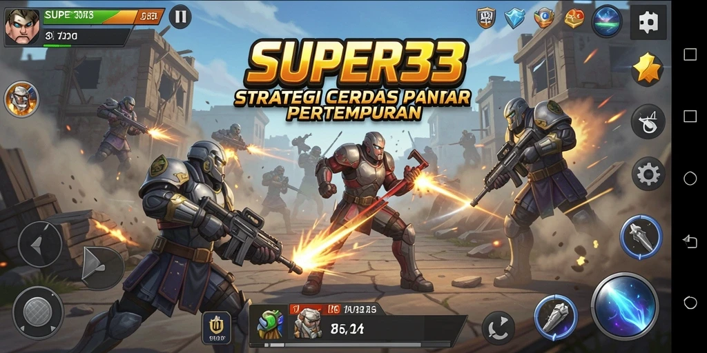 Screenshot gameplay <strong>SUPER33</strong> menampilkan strategi pertempuran yang intens.