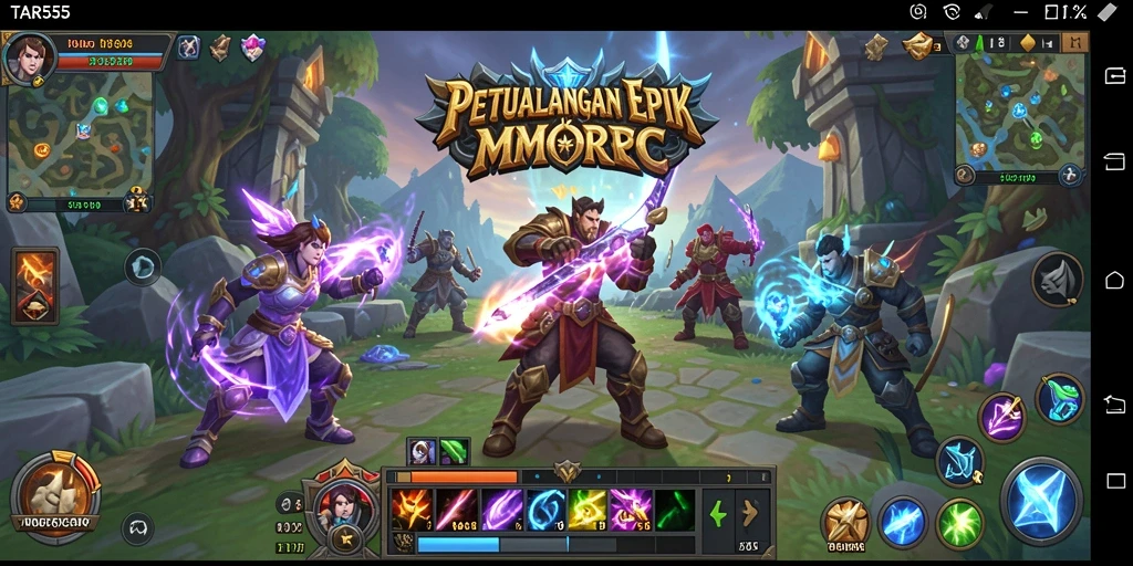 Screenshot gameplay TAR555 menampilkan pertarungan seru dalam dunia MMORPG.