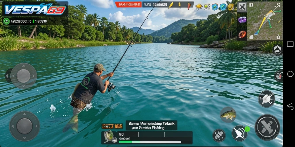 Screenshot VESPA69 menunjukkan gameplay memancing yang menantang dan seru.